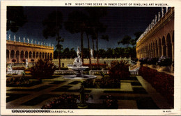 Florida Sarasota Ringling Art Museum Night Time Scene In Inner Court Curteich - Sarasota