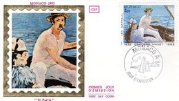 Delcampe - " EN BATEAU De MANET " Sur Enveloppe 1er Jour De MONACO De 1982. Edit° CEF N° YT 1347 FDC - FDC