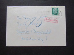 DDR 1969 Blaustift Nachporto 15 Fernbrief Nach Bremen Blumenthal / Roter Nachgebühr Stempel - Storia Postale