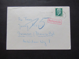 DDR 1969 Blaustift Nachporto 15 Fernbrief Nach Bremen Blumenthal / Roter Nachgebühr Stempel - Cartas & Documentos