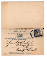 1904 ,1 1/2  P. Double Postal Card Stationary,canc." SYNEY " To Germany , Scarce - Storia Postale