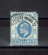 HONH KONG 1903  YT 84 Edouard VII 10 Cents Bleu Oblitéré  >>> Une Dent Manquante Soldé - Usados
