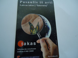 LITHUANIA  USED  CARDS  BUTTERFLIES - Papillons