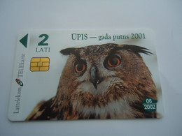 LATVIA  USED  CARDS  BIRDS  BIRDS  OWLS - Eulenvögel