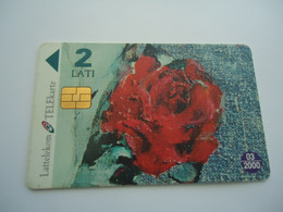 LATVIA    USED CARDS  PAINTING  ROSES  LOVE - Lettonia