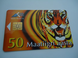 ESTONIA  USED  CARDS  ANIMALS  TIGER - Giungla