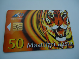 ESTONIA  USED  CARDS  ANIMALS  TIGER - Selva