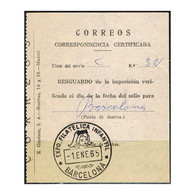 C2164# España 1965. Resguardo Certificado Con Matasellos Especial - Otros & Sin Clasificación