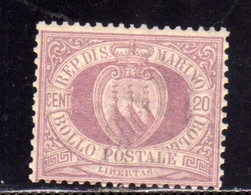 REPUBBLICA DI SAN MARINO 1894  1899 STEMMA COAT OF ARMS ARMOIRIES CENT.20 MNH  DISCRETA CENTRATURA - Nuevos