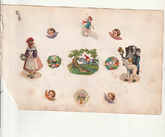 Delcampe - ***  CHROMO  ****  12 Chromos Animaux Humanisés éléphant Coq  + Mini Chromos  Tête D'ange - Anges