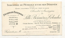 Delcampe - Carte De Visite , Pétroles, Essences,  S.A De LILLE-BONNIERES & COLOMBES,  Paris 9e - Visitenkarten