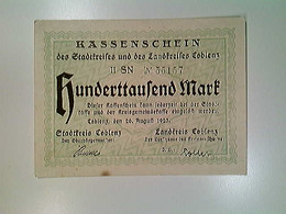 Delcampe - Notgeld, Stadt- Und Landkreis Coblenz, Hunderttausend Mark, 100 000 Mark, 20.8.1923, Koblenz - Autres & Non Classés