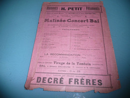 ANCIEN PROGRAMME MATINEE CONCERT BAL LA FRATERNELLE DE TOUTES CORPORATIONS NANTES LOIRE INFERIEURE ATLANTIQUE 1912 - Programme