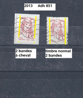 Variété Adhésifs De 2013 Oblitéré Y&T N° Adh 851 Avec 2 Bandes & 2 Bandes à Cheval - Used Stamps