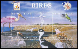 Nevis 2002 Birds MNH, Spoonbill, Black Skimmer,  Black Neck Stil, Mourning Dove - Zwaluwen