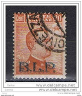 REGNO:  1922/23  B.L.P.  -  20 C. ARANCIO  US. -  SOPRASTAMPA  NERA  -  SASS. 7  -  RR - Sellos Para Sobres Publicitarios