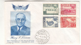 Islande - Lettre De 1949 - Oblit Reykjavik - U.P.U. - Carte D' Islande - Truman - - Covers & Documents