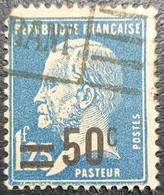 N°222 Pasteur 1,25 Fr. Bleu. Surchargé 50c. Oblitéré....... - 1922-26 Pasteur