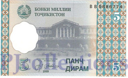 TAJIKISTAN 5 DIRAM 1999 PICK 11a UNC - Tayikistán