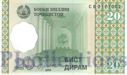 TAJIKISTAN 20 DIRAM 1999 PICK 12a UNC - Tayikistán