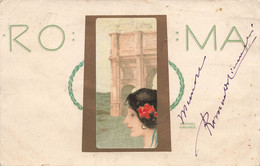 Illustrateur - Raphael Kirchner - Roma - Dessin D'une Femme Devant Un Arc De Triomphe - Dorure - Carte Postale Ancienne - Kirchner, Raphael