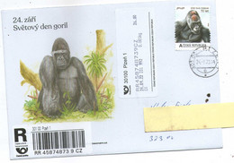 Delcampe - Czech Republic 2022 - World Day Gorillas, Nice Cover, Personalised Stamp, Apost, Postage Registered Used - Gorillas
