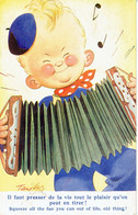 Delcampe - Enfant Qui Jour De L'accordéon (acordion) Sur CP Humoristique Signée Taylor (a Circulé Vers 1950) - Taylor