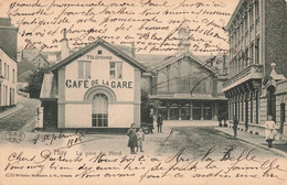 Belgique - Huy - La Gare Du Nord - Edit. Hoffman - Café De La Gare - Animé - Oblitéré Huy 1905 - Carte Postale Ancienne - Hoei