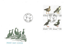 Norway 1981 Birds, Goose, Falcon, Puffin,  Black Guillemot ,   MI 827-830 FDC - Covers & Documents