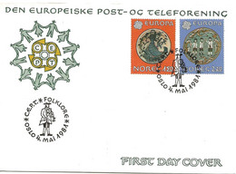 Norway 1981 Folklore, Rose Paint By  Kristen Aanstad And Olav Hansson,   MI 836-837 FDC - Storia Postale