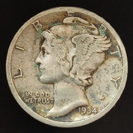 Etats-Unis / USA, 1 Dime, 1934, Mercury, Argent (Silver), TB (VF), KM#140 - 1916-1945: Mercury (Mercurio)