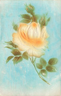 Fantaisies - Fleur - Rose Jaune Sur Fond Bleu - Relief  - Carte Postale Ancienne - Andere & Zonder Classificatie