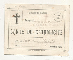 Carte De CATHOLICITE, Diocése De Poitiers ,paroisse D'Airvault, Deux Sèvres,1913,  2 Scans - Non Classés