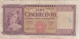 BILLETE DE ITALIA DE 500 LIRAS DEL AÑO 1961  (BANKNOTE) - 500 Lire