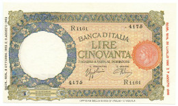 50 LIRE CAPRANESI LUPA CAPITOLINA MARG. STRETTO RETRO BI RSI 08/10/1943 SUP+ - Regno D'Italia - Altri