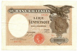 25 LIRE AQUILA CON BANDIERA SABAUDA PRIMA SERIE A1 BANCA D'ITALIA 24/01/1918 BB+ - Regno D'Italia - Altri