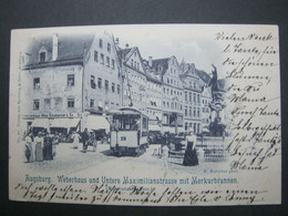 AUGSBURG , Strassenbahn ,  Seltene Karte Um 1899 - Augsburg
