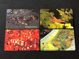 Delcampe - Mint Singapore SMRT TransitLink Metro Train Subway Ticket Card, Sea Shrimp, Set Of 4 Mint Cards - Singapur
