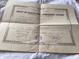 Brevet De Capacité Pour L'Enseignement Primaire - Académie De Grenoble 1933 Brevet, élémentaire - Diploma & School Reports