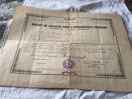 Brevet De Capacité Pour L'Enseignement Primaire - Académie De Grenoble 1934  Brevet, élémentaire - Diploma & School Reports