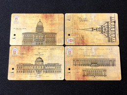 Delcampe - Mint Singapore SMRT TransitLink Metro Train Subway Ticket Card,CIVIC INSTITUTIONAL BUILDING EDITION, Set Of 4 Mint Cards - Singapur
