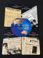 Delcampe - Mint Singapore SMRT TransitLink Metro Train Subway Ticket Card, The Straits Times 150 Years, Puzzle Set Of 4 Mint Cards - Singapur