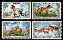 Delcampe - Mongolie - Mongolia 1986 Yvert 1442-45, Fauna, Mongol Horse Breed - MNH - Mongolei