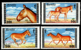 Delcampe - Mongolie - Mongolia 1988 Yvert 1610-12, Protected Fauna, Equus Hemionus Horse Breed - MNH - Mongolei