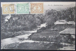 Delcampe - Indonesie  Bamboe Brug Cpa  Bien Timbrée Netherlands Indies 1921 - Indonesien