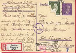 CARTOLINA POSTALE RACCOMANDATA DA "LEOBEN DONAWITZ*14.5.43*b" (AUSTRIA) Per MIRNA PEC (PROV. LUBJANA ITALIANA) - Ljubljana