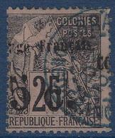 Colonies CONGO N°4c 5c Sur 25c Oblitéré Dateur Bleu De BRAZZAVILLE Variété Surcharge à Cheval "CO" à Droite Très Frais - Gebraucht