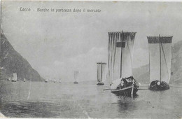 Delcampe - LECCO BARCHE IN PARTENZA DOPO IL MERCATO 1919 - Lecco