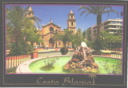 Delcampe - Spain:Costa Blanca, Torrevieja, Church And Fountain - Alicante