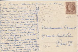 F CP "Les Bords Du Rhone" Obl. RBV Avignon Gare Le 1/1/47 (1° Jour Tarif à 4f, 2f50 Du 1/1/46 Toléré) N° 681 Mazelin - 1945-47 Cérès De Mazelin